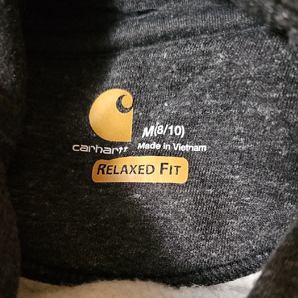 Carhartt Women’s Midweight Hoodie – Dark Gray Logo Sleeve Pullover - Picture 2 of 10